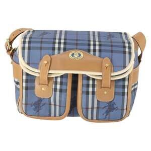 Burberry Nova Check Coated Canvas Shoulder Bag Blue